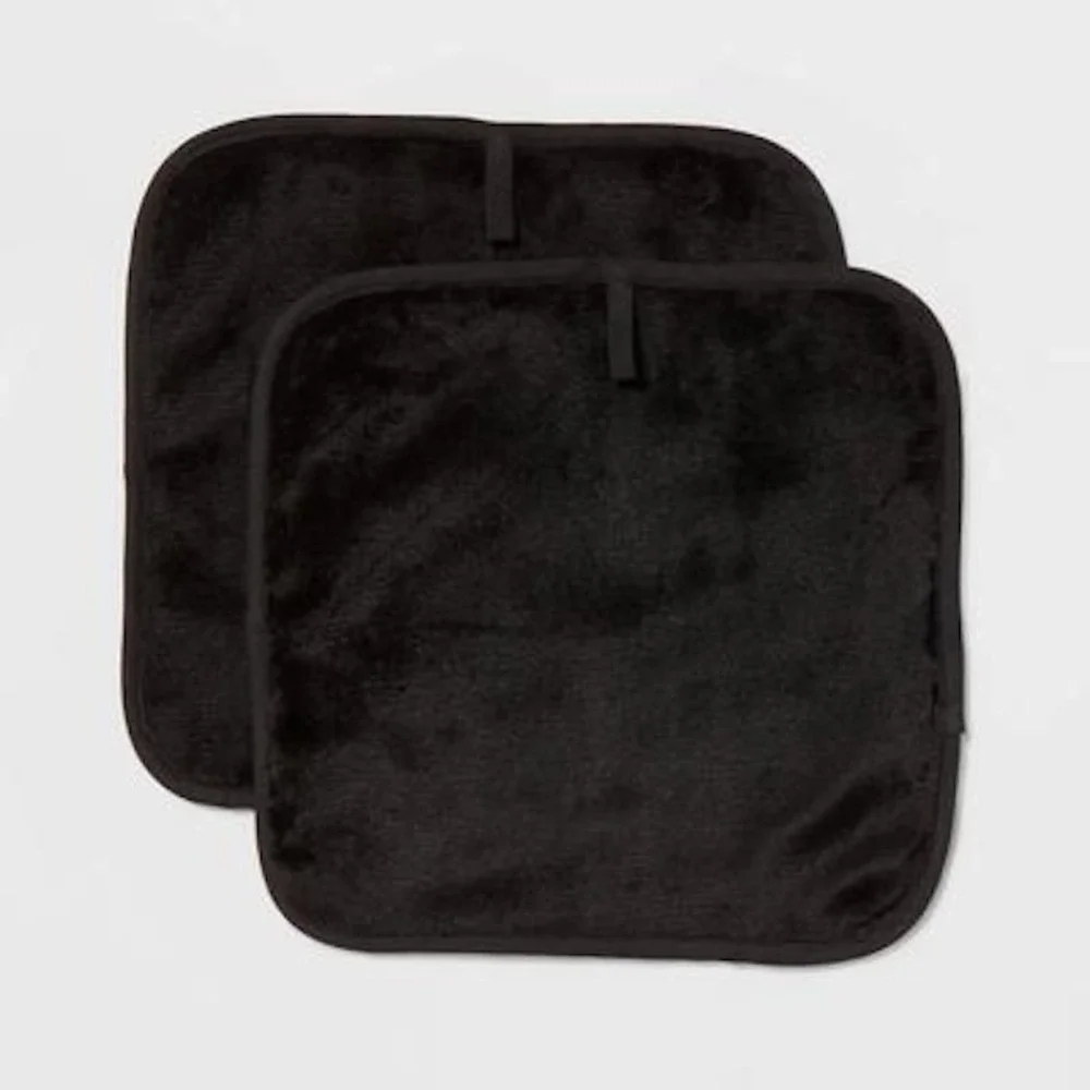 Room Essentials 2pk Makeup Washcloths Dark Gray NEW